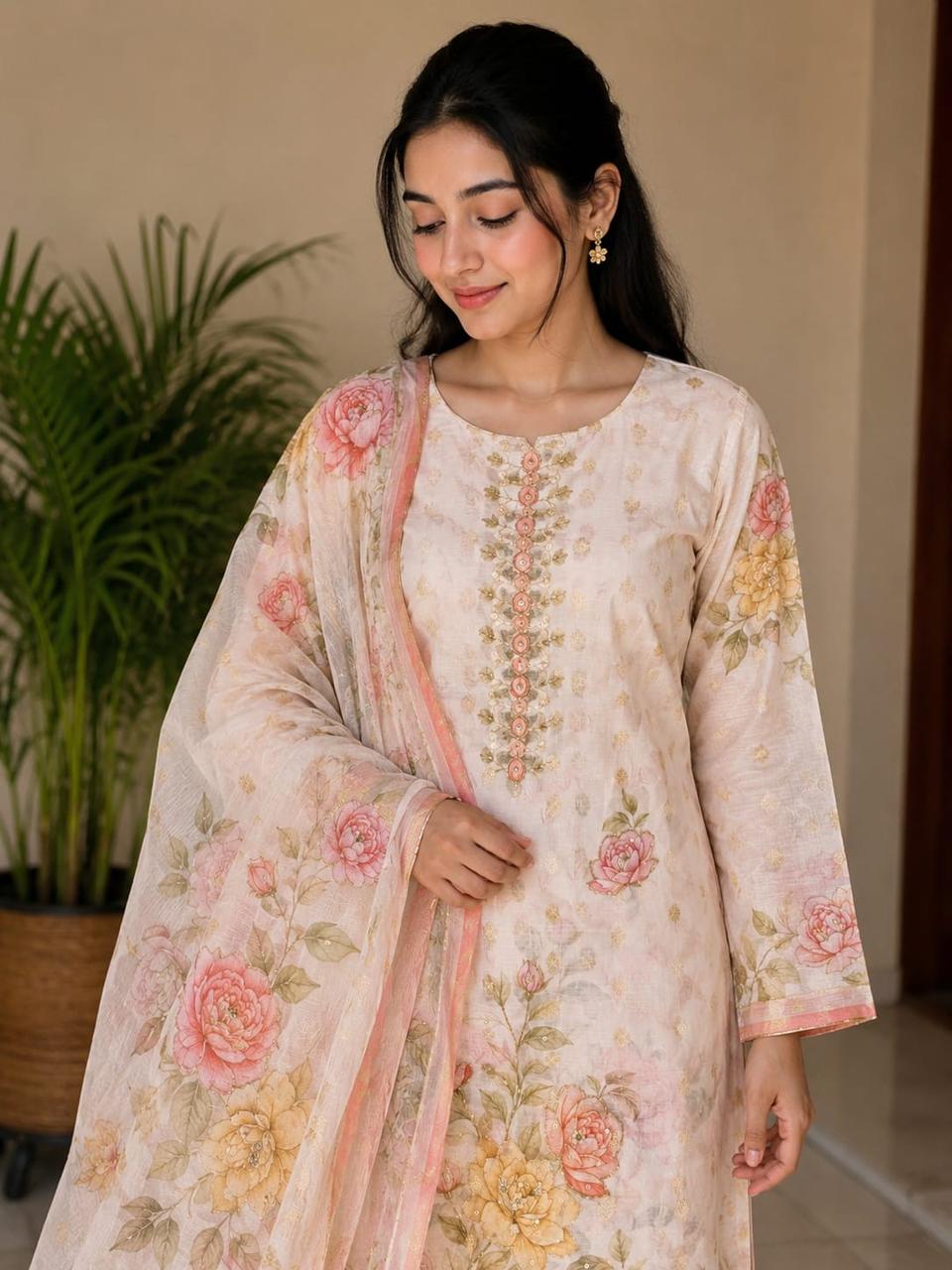 Gulnaar Floral Pakistani Suit Set ✨🌸