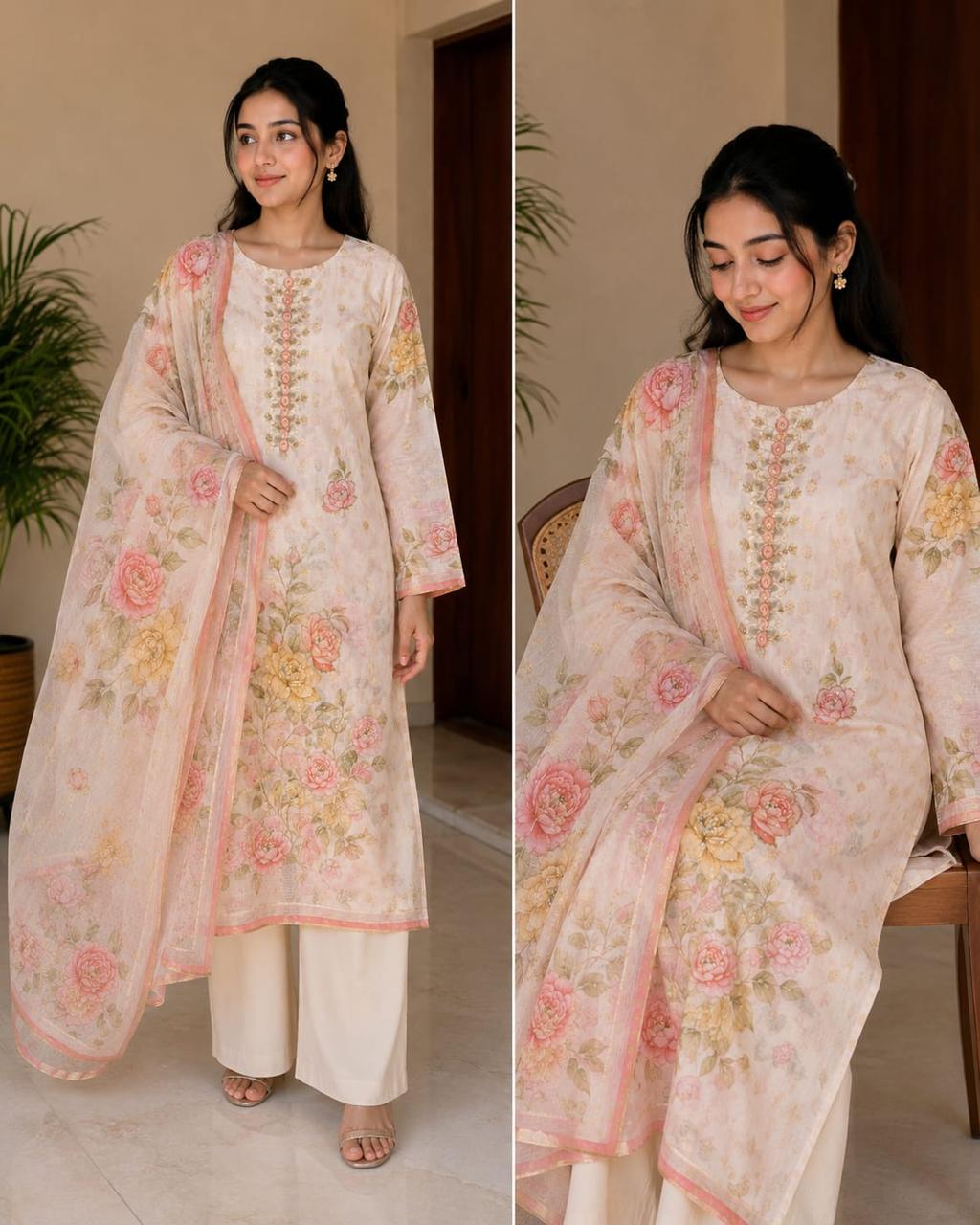 Gulnaar Floral Pakistani Suit Set ✨🌸