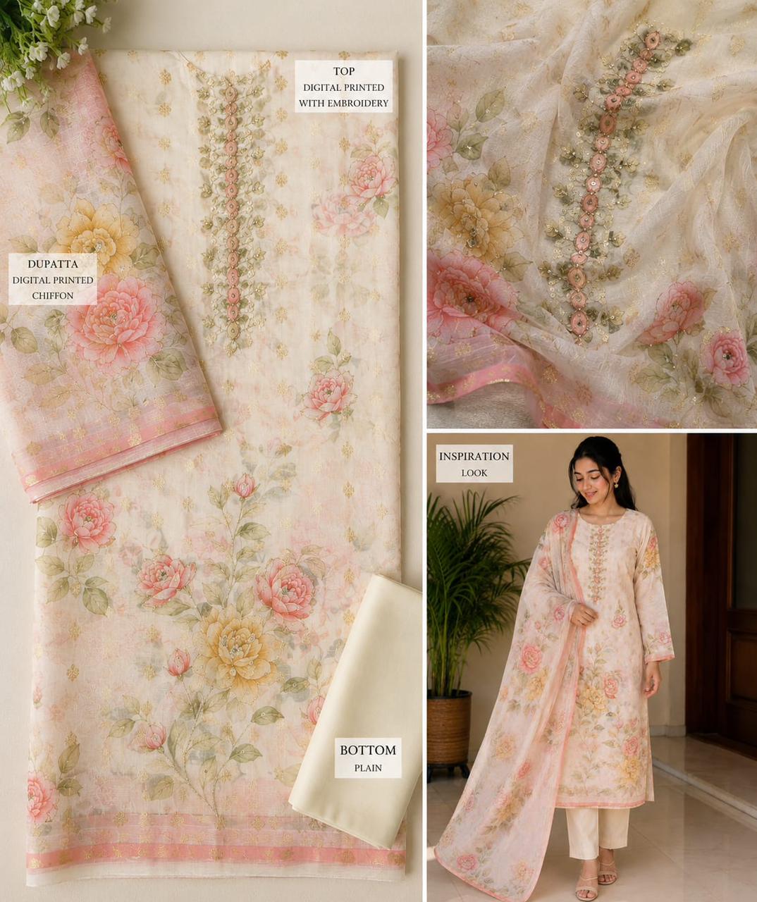 Gulnaar Floral Pakistani Suit Set ✨🌸