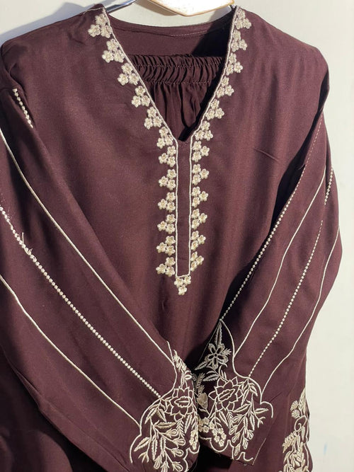 Elegant Maroon Embroidered Pakistani Suit