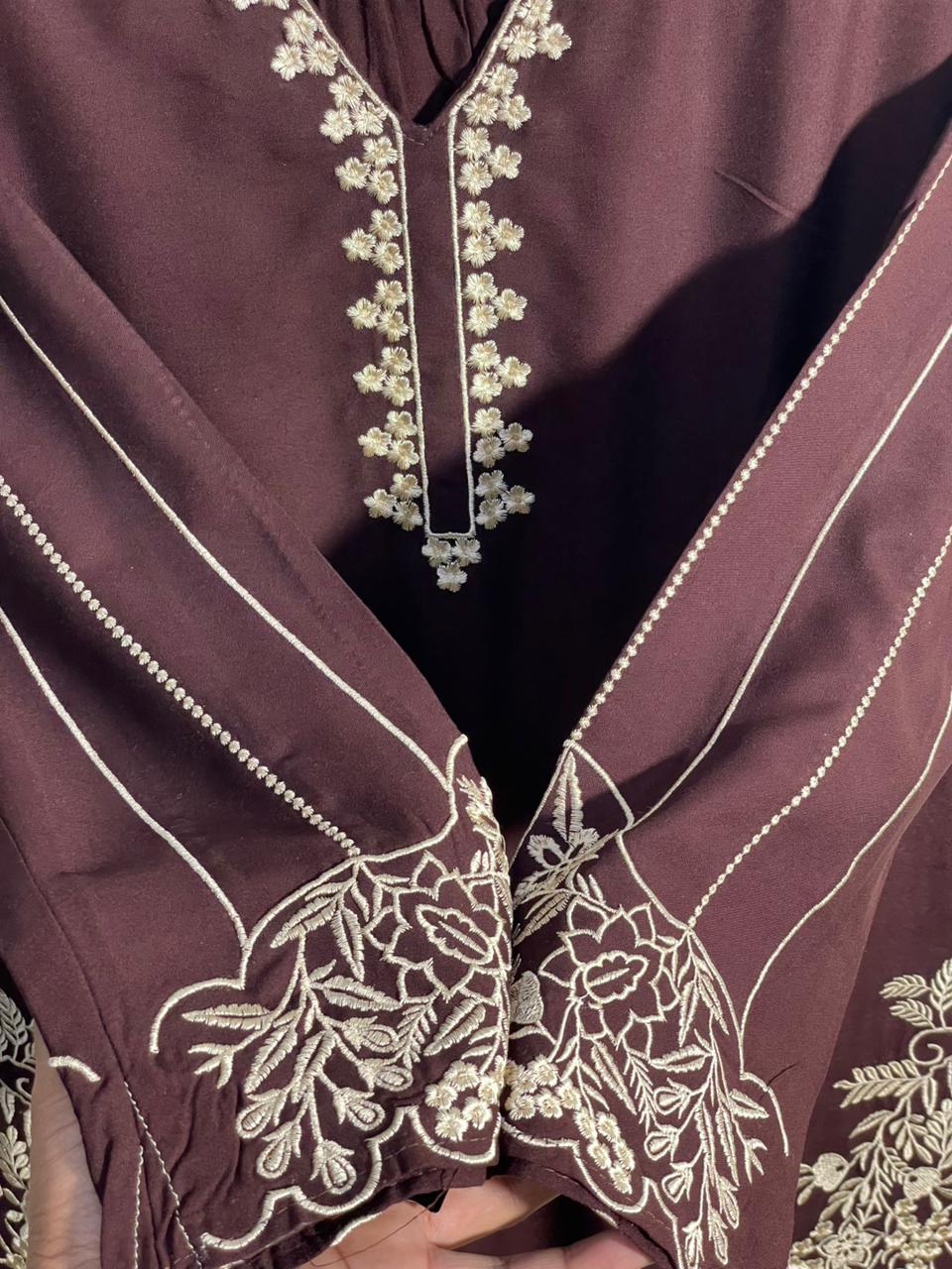 Elegant Maroon Embroidered Pakistani Suit